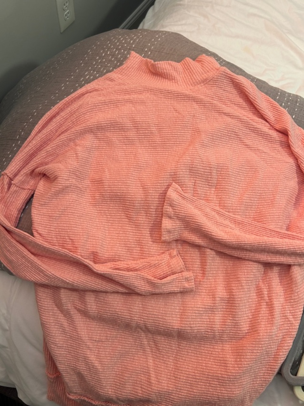 We The Free Coral Pink Ribbed Mock Neck Sweater